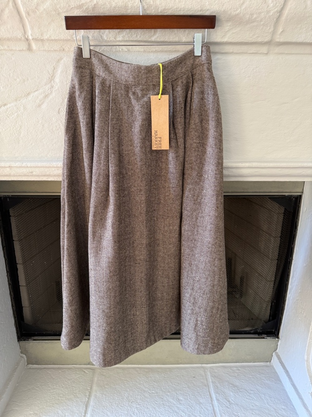 Wool Blend Brown Midi Skirt